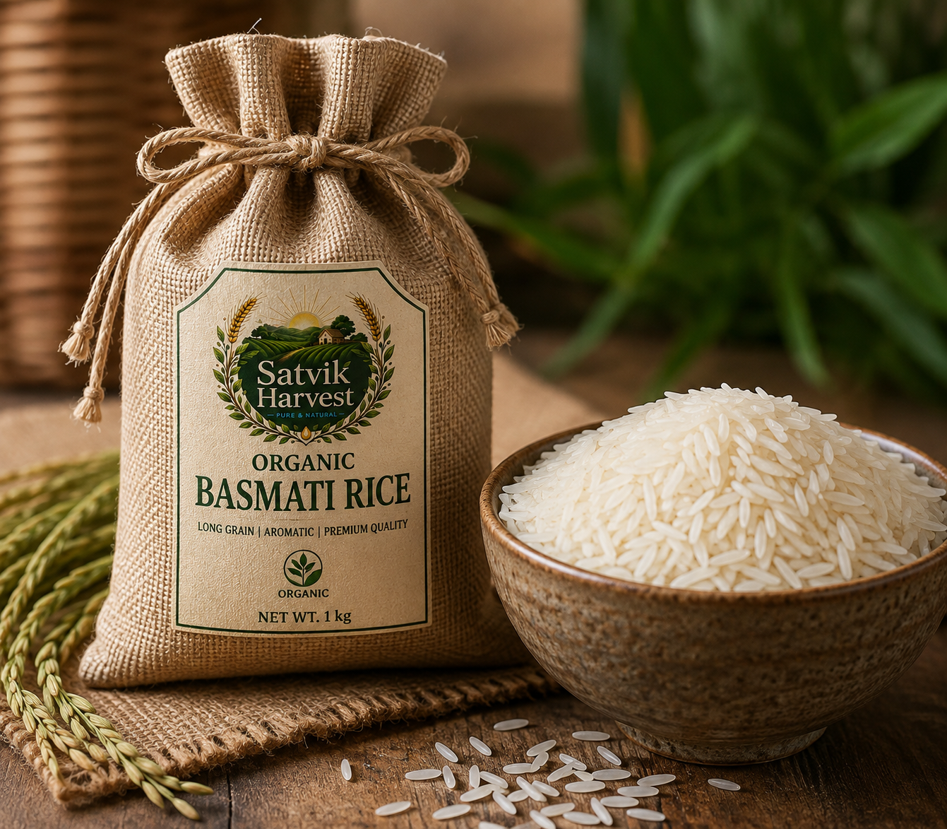 Bowl of organic basmati rice